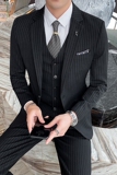 条纹主持人司仪婚礼新郎商务修身西服西服三件套1012-SJT825-P260，男装西服，星座1012