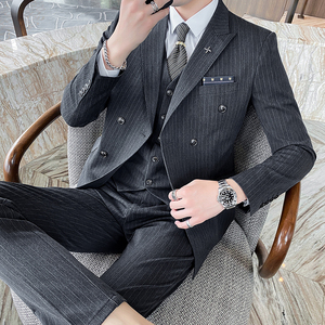 冬季双排扣修身西服套装男士西服三件套礼服SJT826-P265图片