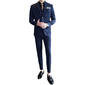 21秋冬新格子西服套装男西装三件套结婚礼服商务正装SJT851-P260图片
