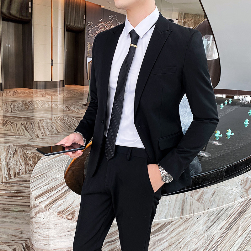 西装男套装两件套纯色修身商务职业休闲1012-LJT803-P220,男装西服套装,星座1012