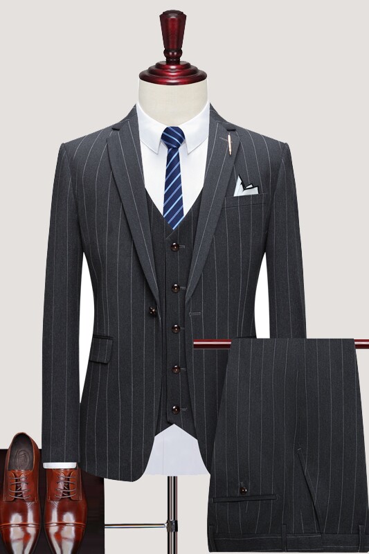 西装男套装三件套条纹新郎结婚礼服商务西服三件套SJT808-P260,男装西服套装,星座1012
