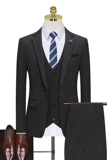 假模图西服套装男三件套断续条纹西装礼服新郎上班商务820-P260，男装西服套装，星座1012