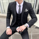 新款英伦条纹西服套装男士修身休闲西装新郎结婚礼服SJT813-P280，男装西服套装，星座1012