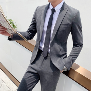西装男套装两件套纯色商务修身职业休闲潮流LJT803-P220图片