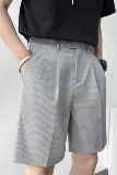 夏季新款休闲宽松西装短裤帅气轻熟浅灰五分裤百搭直筒裤K118-P65，男装牛仔裤，星座1012