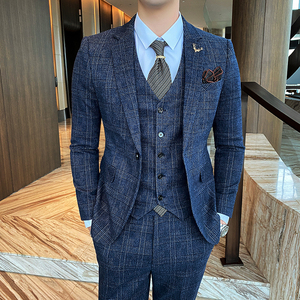 帅气西装男套装三件套西服新郎结婚礼服修身英伦正装SJT816-P260图片