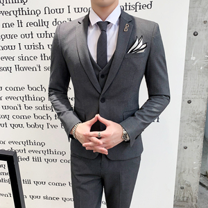 秋冬三件套英伦西服套装男士礼服职业发型师韩版西服SJT805-P240图片