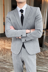 新款西装男套装两件套纯色修身西服新郎结婚礼服休闲1012-LJT803图片