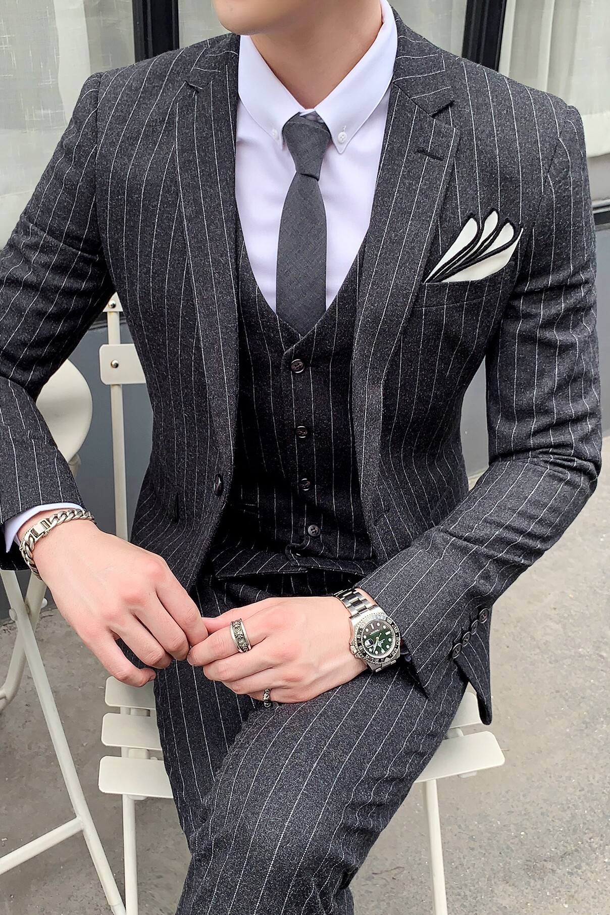 秋冬新款条纹西装男士套装修身西服结婚礼服SJT809-P260,男装西服套装,星座1012