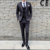 秋冬新款条纹西装套装男士修身西服职业装结婚礼服SJT809-P280，男装西服套装，星座1012