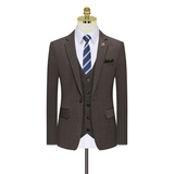 假模图格子西装男套装三件套修身西服礼服职业商务正装821-P260，男装西服套装，星座1012