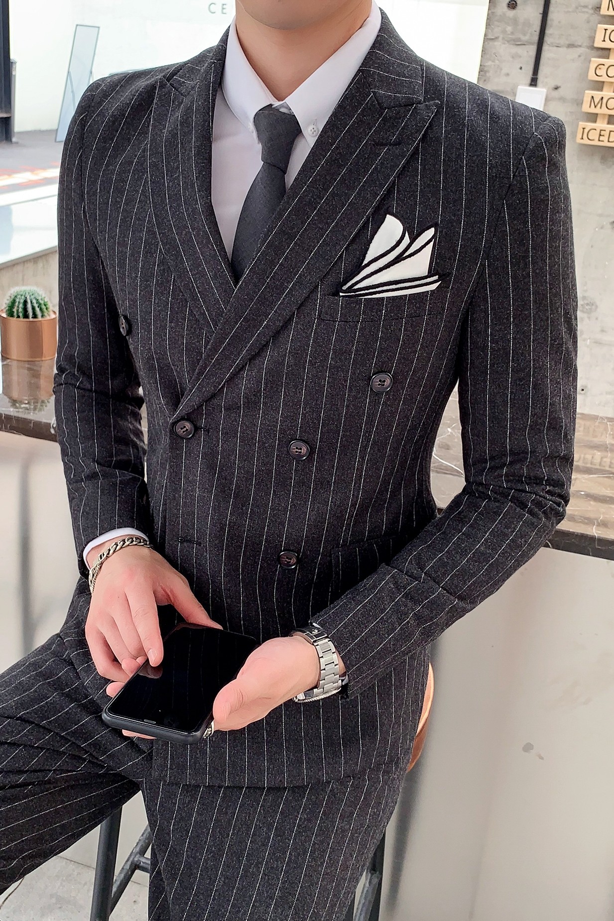 商务西装套装双排扣修身英伦西服潮流结婚礼服SJT810-P260,男装西服套装,星座1012