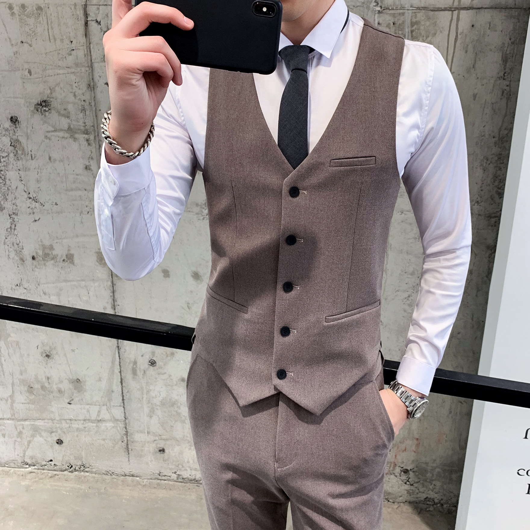西装马甲男韩版修身职业正装西服坎肩1012-M805-P55,男装西服套装,星座1012