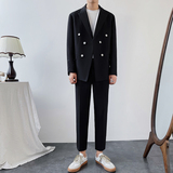春夏薄款男士宽松西服套装两件套轻熟帅气休闲LJT859-P180，男装西服套装，星座1012