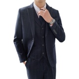 新款秋冬西装男套装马甲翻领设计商务高级感西服三件套SJT851P260，男装西服套装，星座1012