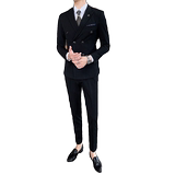 高品质条纹双排扣西装男套装修身商务西服三件套SJT826-P265，男装西服套装，星座1012