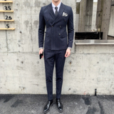 秋冬高品质男士双排扣条纹西服三件套结婚礼服1012-SJT810-P295，男装西服，星座1012