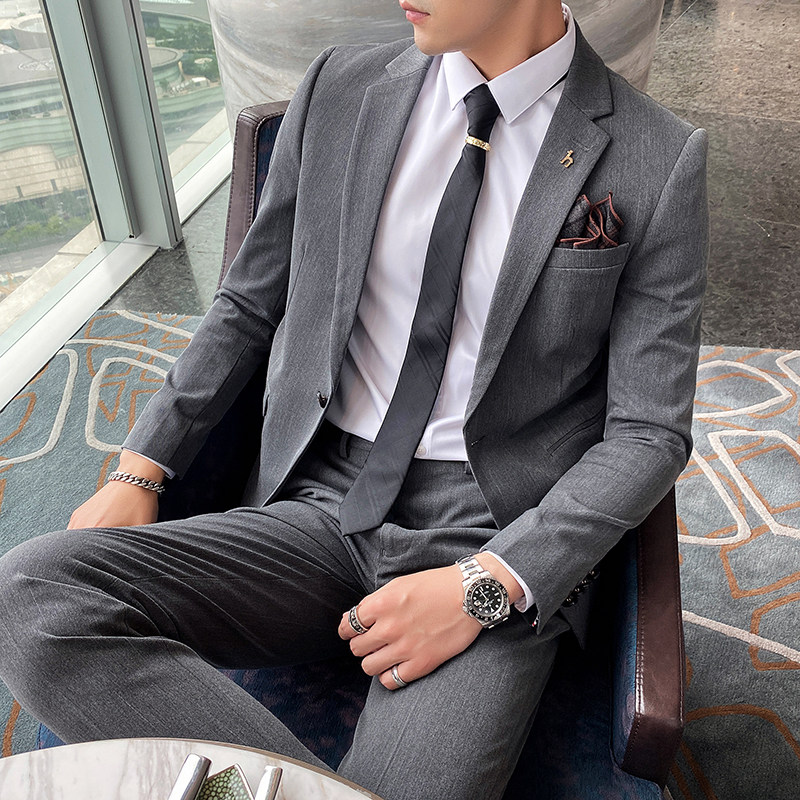 男士修身西服两件套英伦帅气西装新郎结婚礼服商务潮LJT817-P200,男装西服套装,星座1012