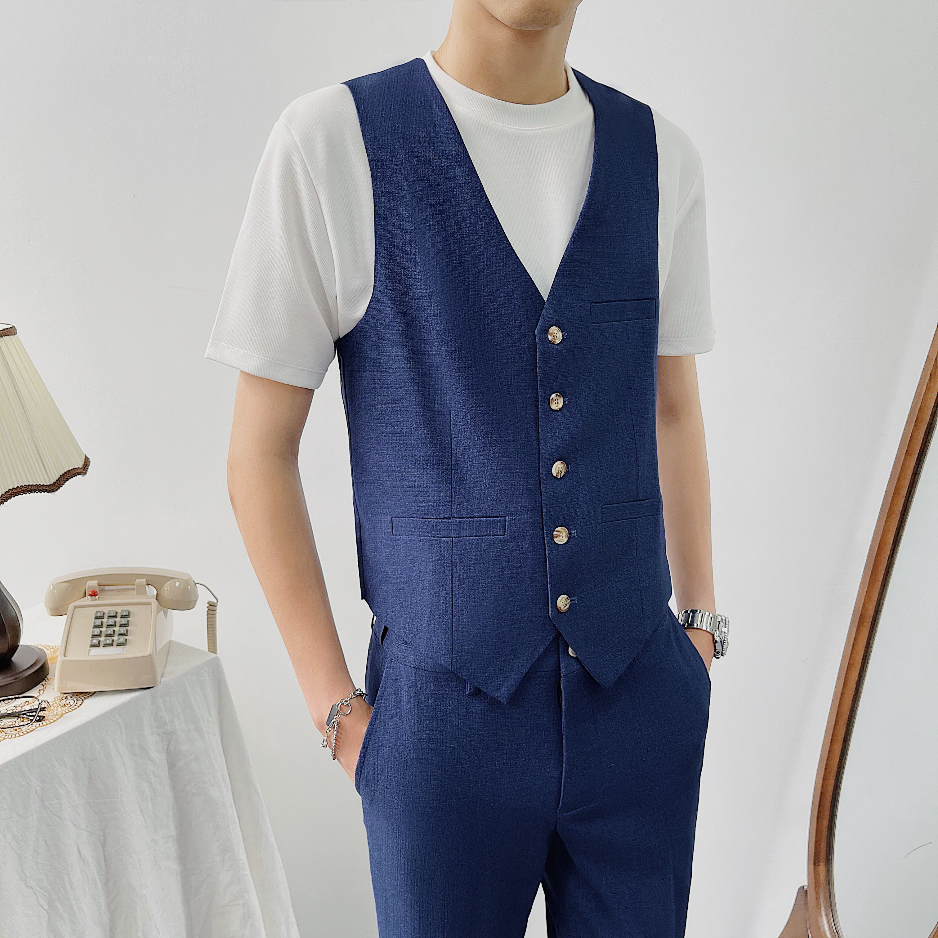 卡其色西装马甲修身小坎肩西服礼服伴郎团背心1012-M834-P45,男装背心/马甲,星座1012