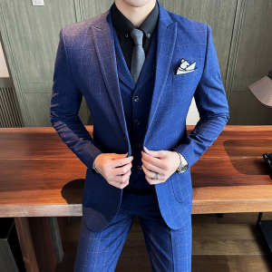 格子西装男套装三件套帅气商务婚礼服修身西服SJT851-P260图片 格子西装男套装三件套帅气商务婚礼服修身西服SJT851-P260图片