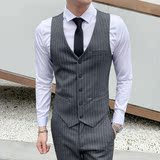 绅士商务条纹西服马甲时尚修身职业发型师西装马甲M813-P60，男装西服套装，星座1012