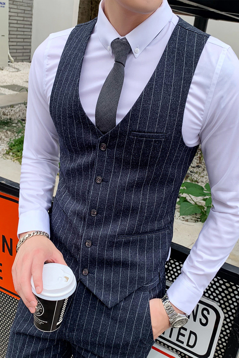 男士商务英伦条纹韩版修身西装马甲西服小坎肩1012-M809-P60,男装西服套装,星座1012
