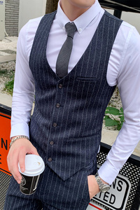 男士商务英伦条纹韩版修身西装马甲西服小坎肩 1012-M809-P60图片