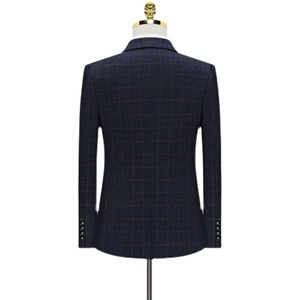 假模品质格子西服套装男三件套商务职业礼服正装新郎SJT851-P265图片
