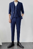 薄中袖西服男套装三件套七分袖西装834-P205上衣105马甲45裤子55，男装西服套装，星座1012