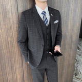 格子西装男套装新郎修身结婚西服流行婚礼休闲1012-SJT830-P280，男装西服套装，星座1012