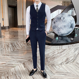 新款条纹西装男套装三件套英伦西服商务职业正装1012-SJT825，男装西服套装，星座1012