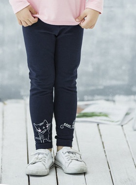 非常小鱼女童装38647 潮2018春秋新款女童高腰棉弹力单层打底长裤