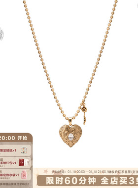 复古爱锁芯系列做旧爱心项链