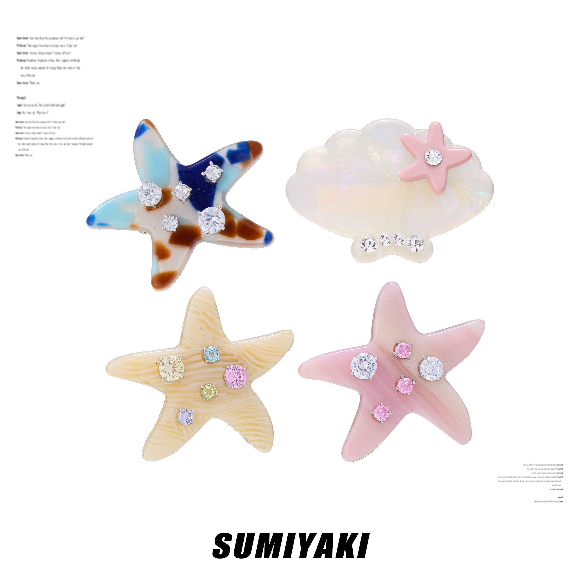 SUMIYAKI 海洋派对系列 醋酸彩色海星发夹可爱边夹礼物情侣闺蜜