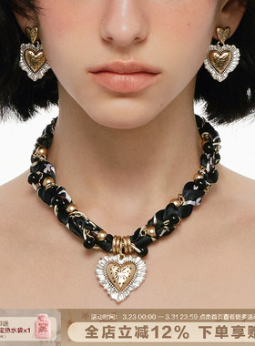 烟花爱心系列秋冬复古丝巾项链