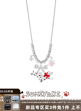 奔赴小狗甜酷蝴蝶结斑点狗项链