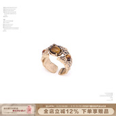 SUMIYAKI 复古雅丹风虎眼石戒指女开口戒小众秋冬设计开口指环女