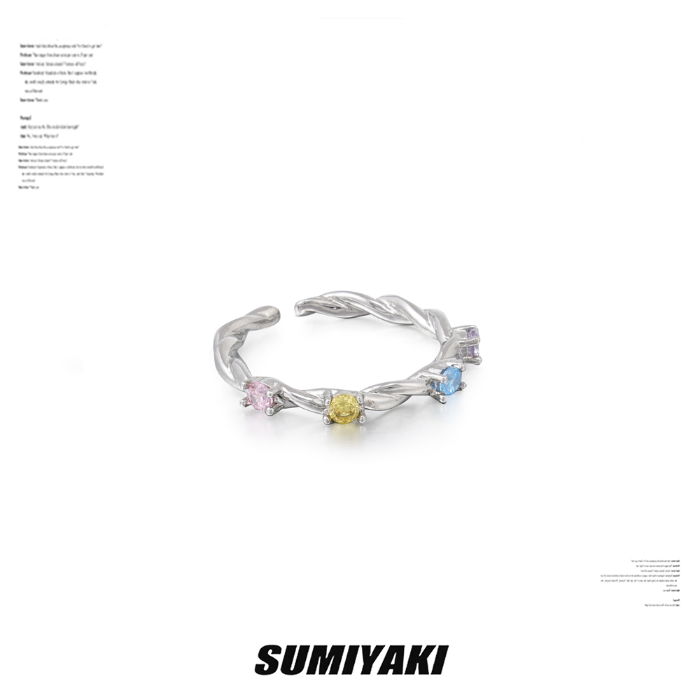 SUMIYAKI原创S925纯银软糖彩色戒指掉色素戒开口设计小众轻奢银戒