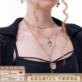 美式 SUMIYAKI 经典 辣妹多层十字架项链Vintage锁骨链