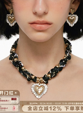 SUMIYAKI烟花爱心系列秋冬复古丝巾项链 超美