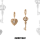 SUMIYAKI 复古爱锁芯系列不对称钥匙耳环爱心耳饰女耳夹无耳洞