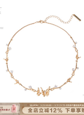 SUMIYAKI复古金色蝴蝶锁骨链