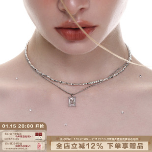 SUMIYAKI 双层叠戴项链轻奢小众高级串珠锁骨链多层时尚百搭吊坠