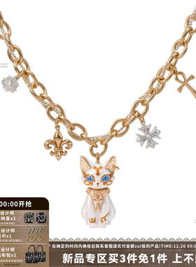 埃及法老猫项链安卡十字架锁骨链