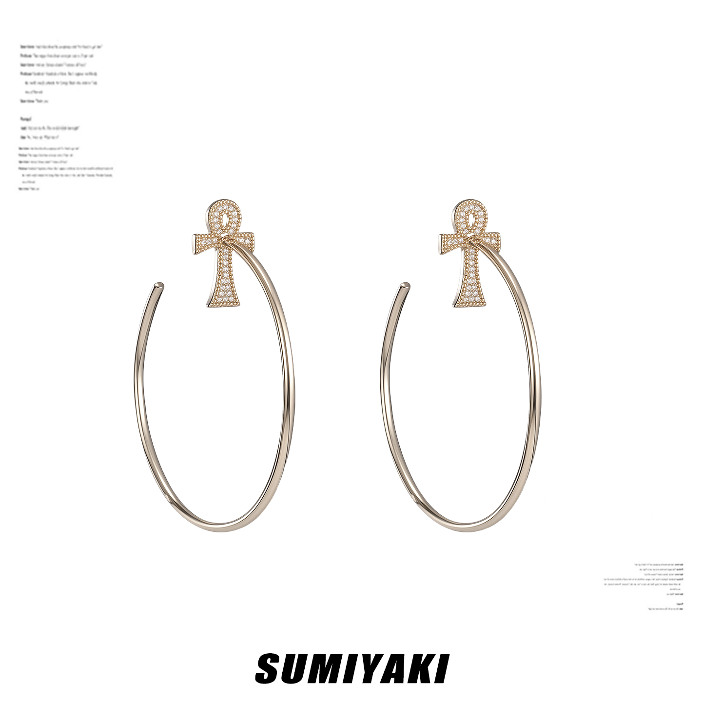 满钻安卡十字架大耳圈显瘦显脸小