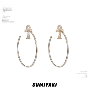 SUMIYAKI 满钻安卡十字架耳环 显瘦显脸小 大耳圈女