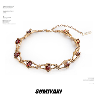沙丘系列金色項鏈鎖骨鏈高級感美式 配飾 廢土風安可拉紅 SUMIYAKI