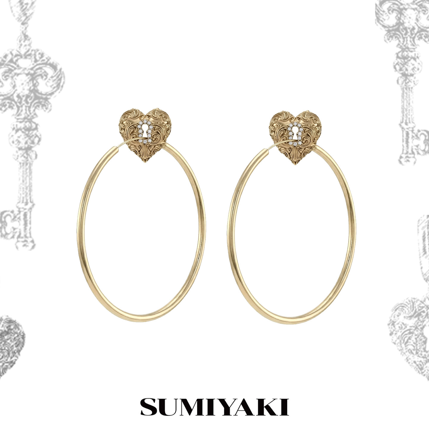 耳圈变耳钉！SUMIYAKI 爱锁芯系列爱心大圈耳环 可拆卸多戴法