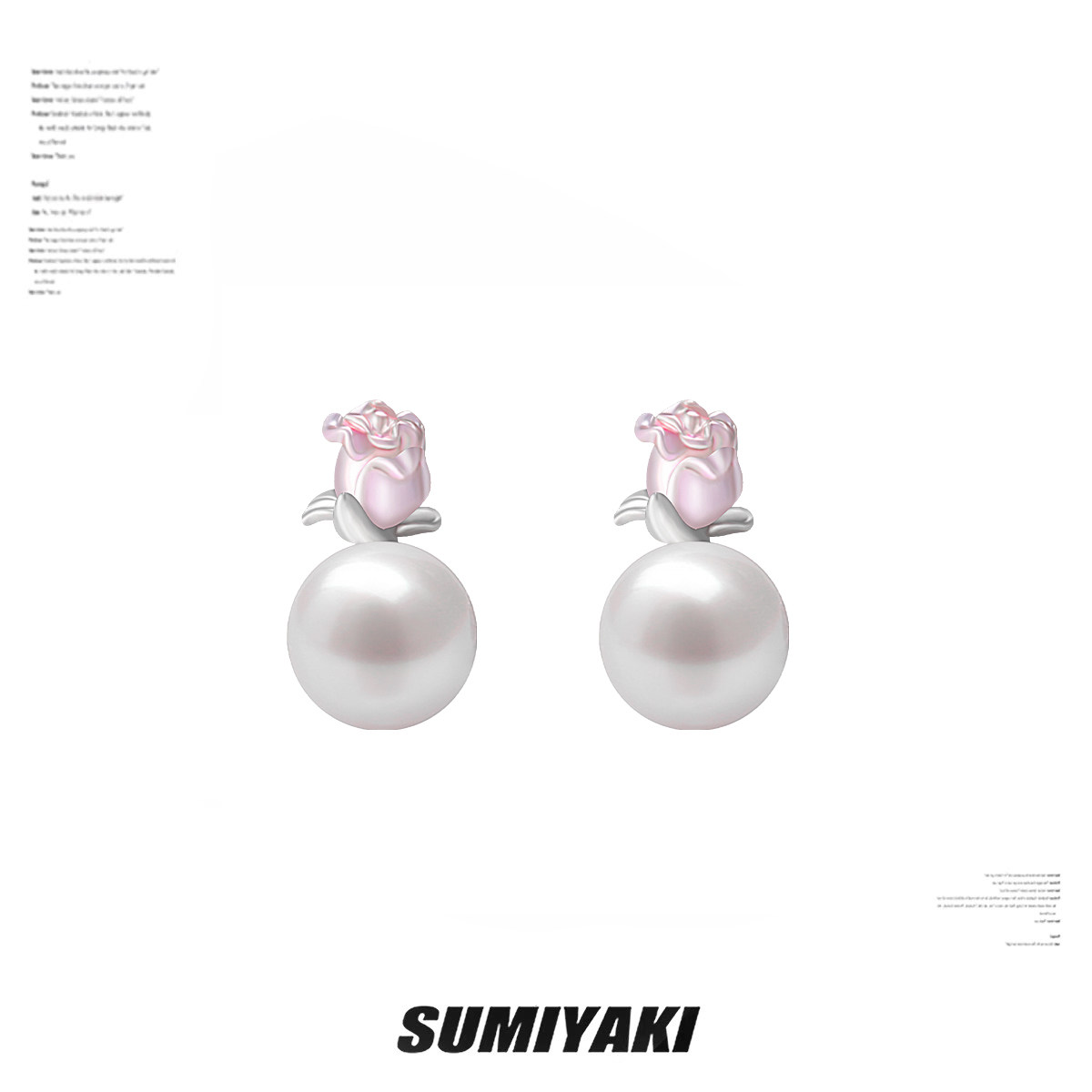SUMIYAKI 金属少女粉玫瑰珍珠耳环春夏甜酷显白耳饰女闺蜜礼物