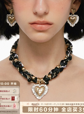 烟花爱心系列秋冬复古丝巾项链
